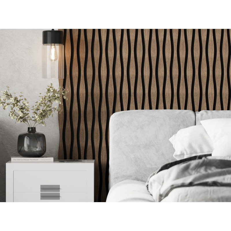 Mexen Lam-SF 01 Lam-SF 26 Akustik-Wandpaneele 280 x 30 cm, Filz 9 mm, technisches Furnier, Dunkle Walnuss - S106-280-26-044