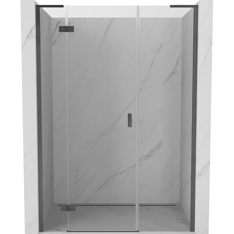 Mexen Mist-H L linke, nach innen öffnende Duschkabinentür 130 cm, transparent, gebürstet gun gray - 8A5L-130-001-66-00-L