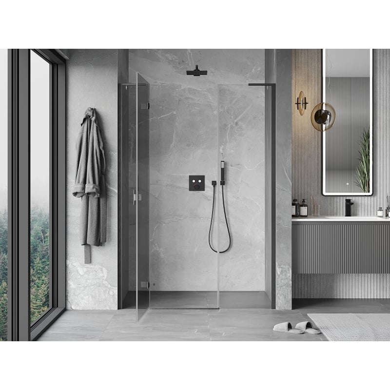 Mexen Mist-H L linke schwenkbare Duschkabinentür 150 cm, transparent, gebürstetes Gun Grey - 8A5L-150-001-66-00-L