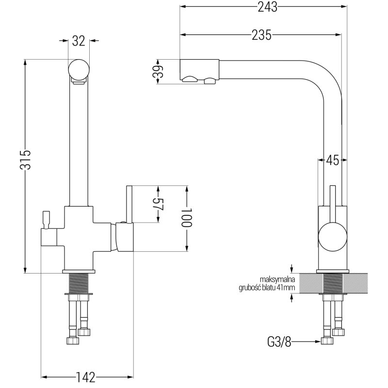 Mexen Mario Granitspüle 2-Kammer mit Küchenarmatur Duero, schwarz gesprenkelt - 6504-76-671600-76
