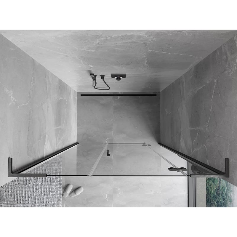 Mexen Mist-H L Rechte Duschdrehtür 155 cm, transparent, gebürstet in Gun Gray - 8A5L-155-001-66-00-P