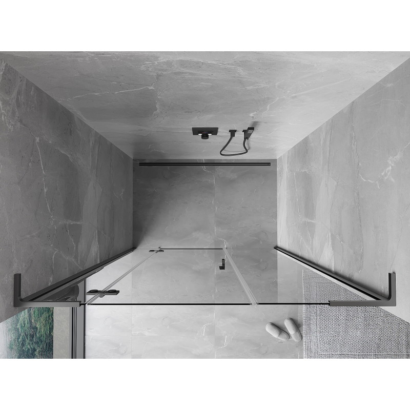 Mexen Mist-H L links angeschlagene Duschabtrennung 155 cm, transparent, Gun Metal - 8A5L-155-001-95-00-L