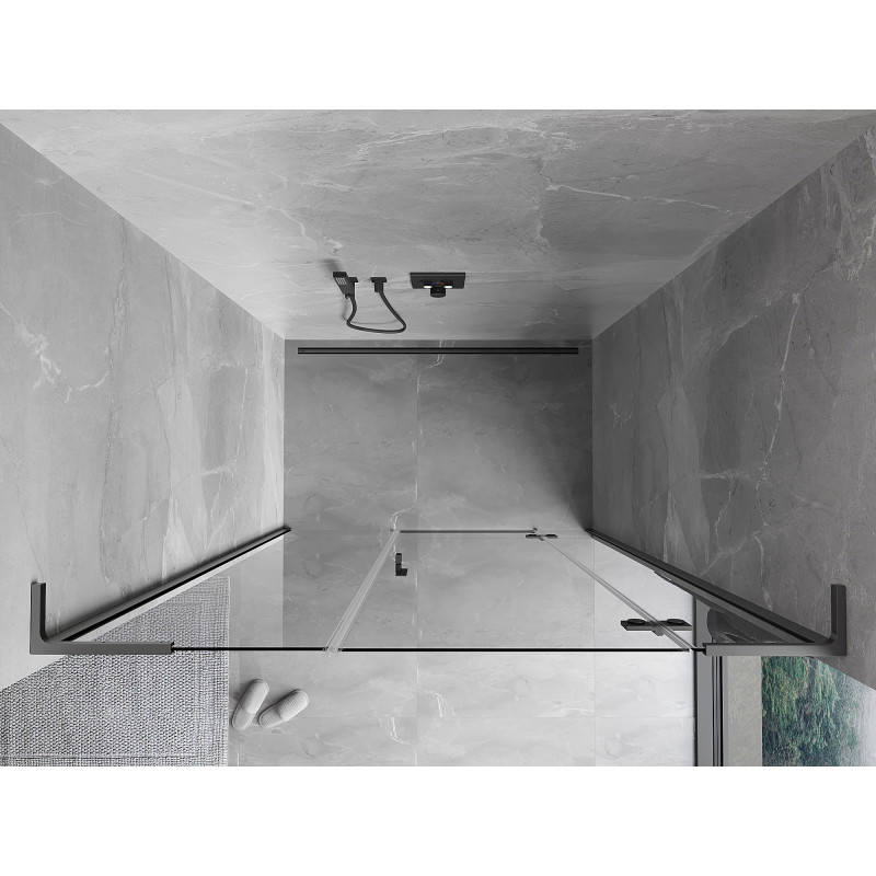Mexen Mist-H L rechts öffnende Duschtür 145 cm, transparent, Gun Metal - 8A5L-145-001-95-00-P