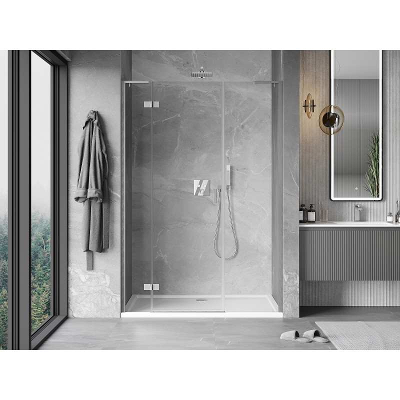 Mexen Mist-H L linke, schwingende Duschür 120 cm, transparent, gebürsteter Nickel - 8A5L-120-001-97-00-L