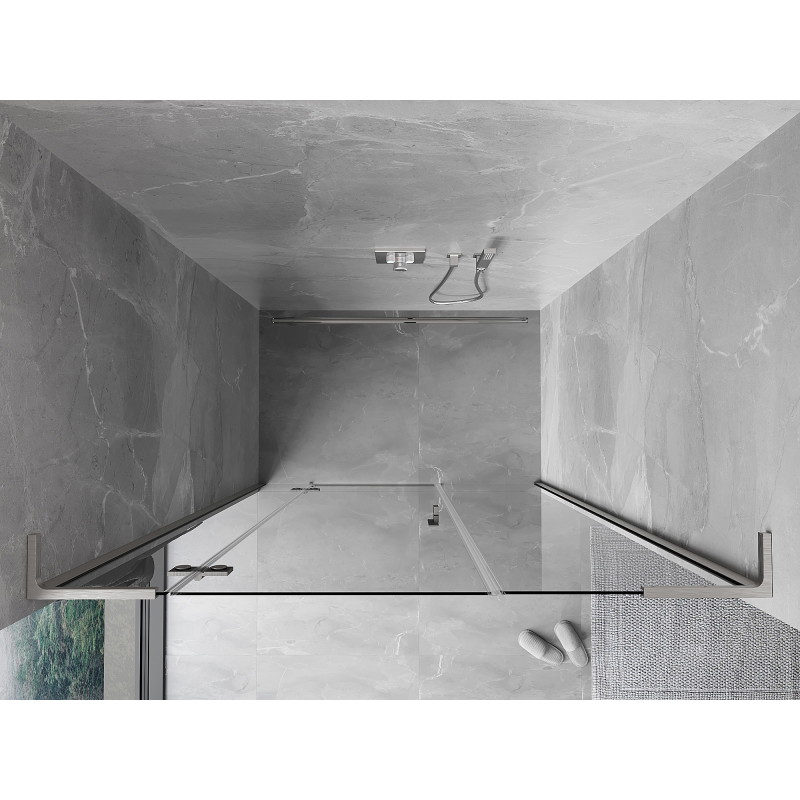 Mexen Mist-H L linke, schwenkbare Duschabtrennung 125 cm, transparent, gebürstetes Nickel - 8A5L-125-001-97-00-L
