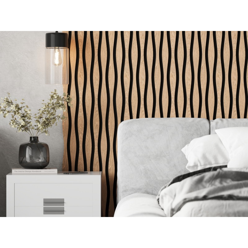 Mexen Lam-SF 01 Lam-SF 26 akustische Wandpaneele 280 x 30 cm, Filz 9 mm, Technisches Furnier, Gebleichte Eiche - S106-280-26-040