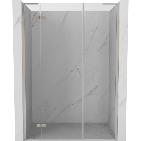 Mexen Mist-H L linke, schwenkbare Duschabtrennung 135 cm, transparent, gebürsteter Nickel - 8A5L-135-001-97-00-L
