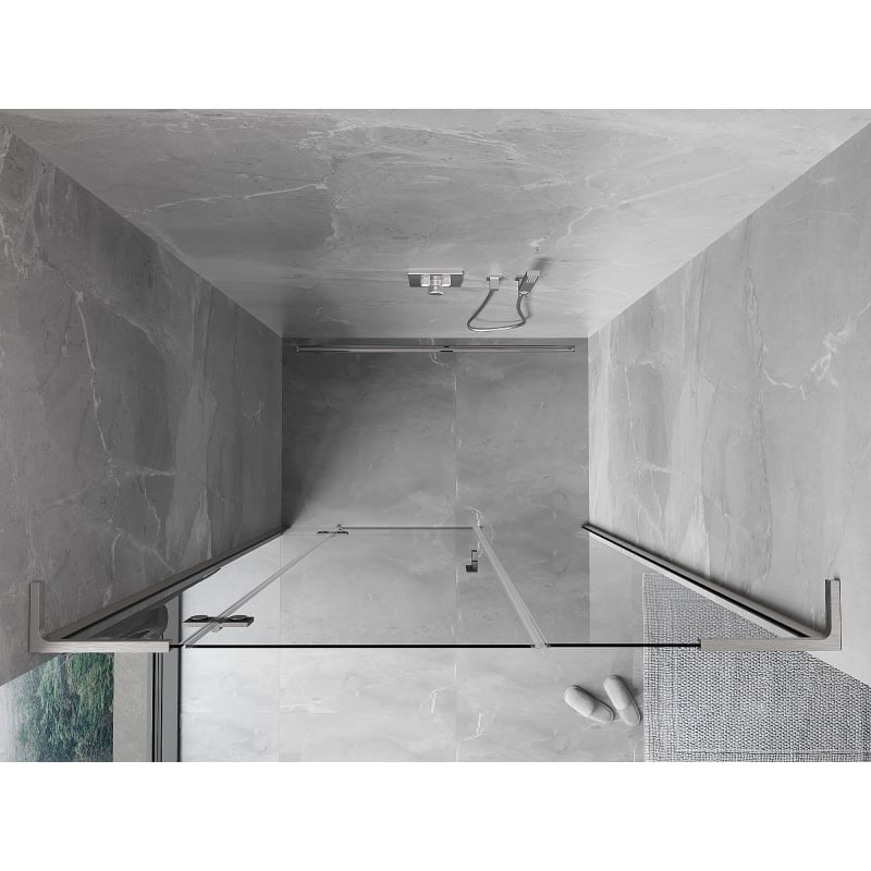 Mexen Mist-H L Links öffnende Duschdrehtür 145 cm, transparent, gebürsteter Nickel - 8A5L-145-001-97-00-L