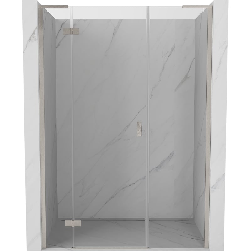 Mexen Mist-H L Links öffnende Duschdrehtür 145 cm, transparent, gebürsteter Nickel - 8A5L-145-001-97-00-L