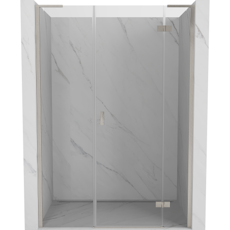 Mexen Mist-H L Rechts öffnende Duschtür 130 cm, transparent, gebürstetes Nickel - 8A5L-130-001-97-00-P