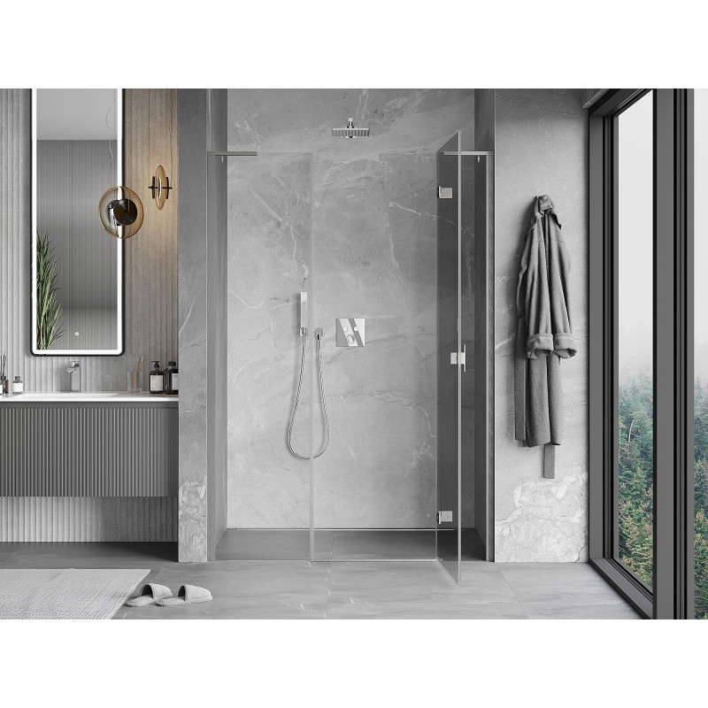 Mexen Mist-H L rechte Dusch-Schwingtür 140 cm, transparent, gebürstetes Nickel - 8A5L-140-001-97-00-P