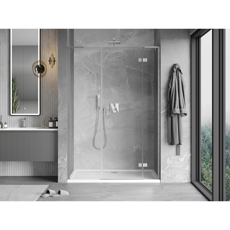 Mexen Mist-H L rechte Dusch-Schwingtür 140 cm, transparent, gebürstetes Nickel - 8A5L-140-001-97-00-P