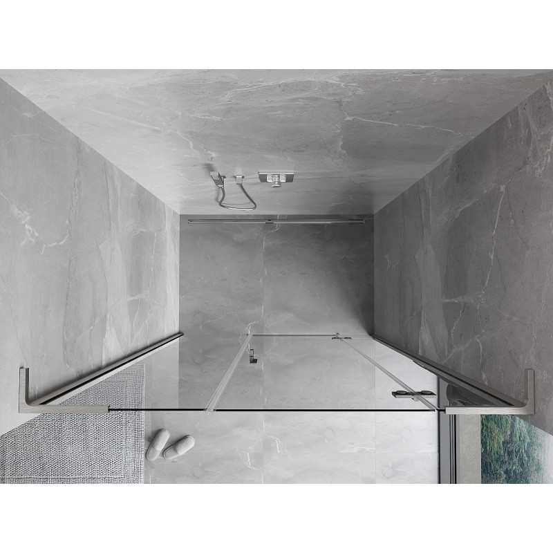 Mexen Mist-H L rechte Dusch-Schwingtür 140 cm, transparent, gebürstetes Nickel - 8A5L-140-001-97-00-P