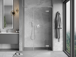 Mexen Mist-H L rechte Pendeltür-Duschabtrennung 145 cm, transparent, gebürsteter Nickel - 8A5L-145-001-97-00-P