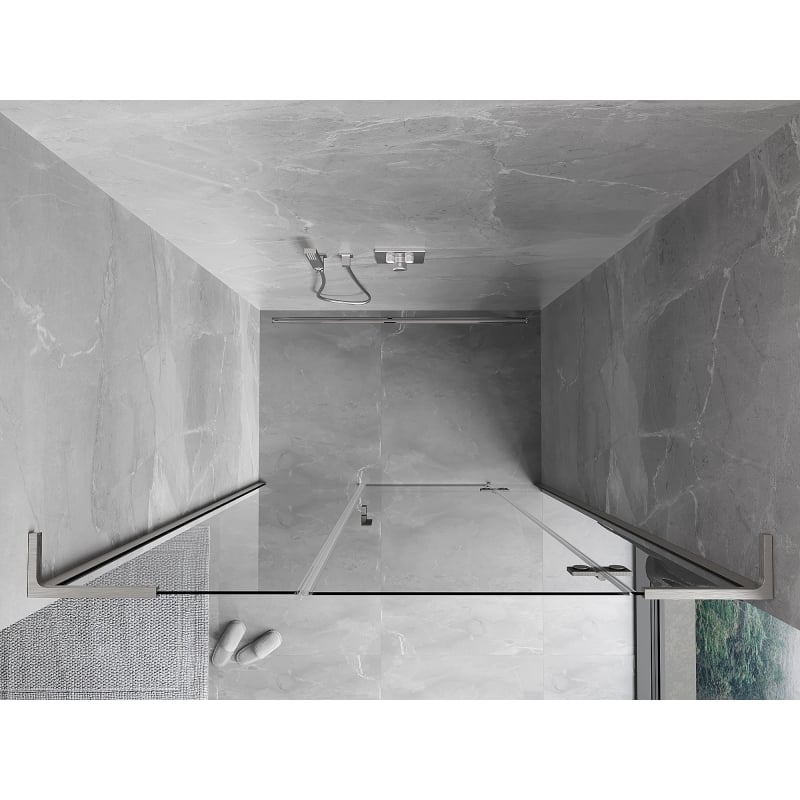 Mexen Mist-H L rechte Pendeltür-Duschabtrennung 145 cm, transparent, gebürsteter Nickel - 8A5L-145-001-97-00-P