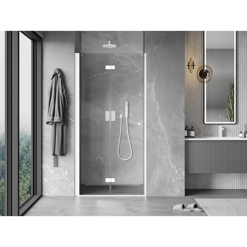 Mexen Mist-F links faltbare Duschabtrennung 60 cm, transparent, weiß - 8A6-060-000-20-00-L