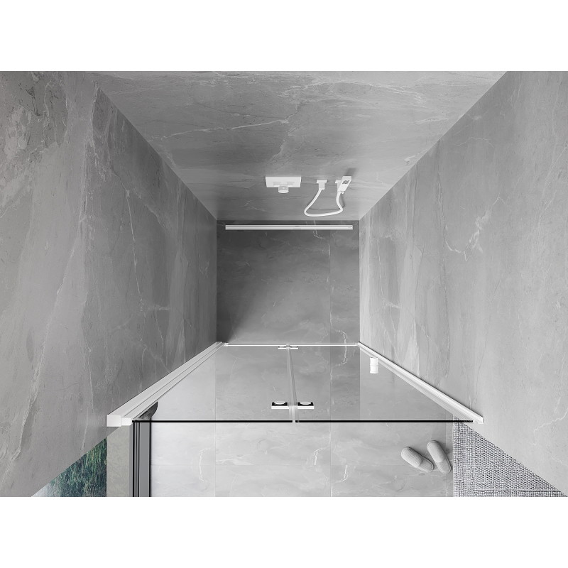 Mexen Mist-F faltbare Duschabtrennung links 65 cm, transparent, weiß - 8A6-065-000-20-00-L