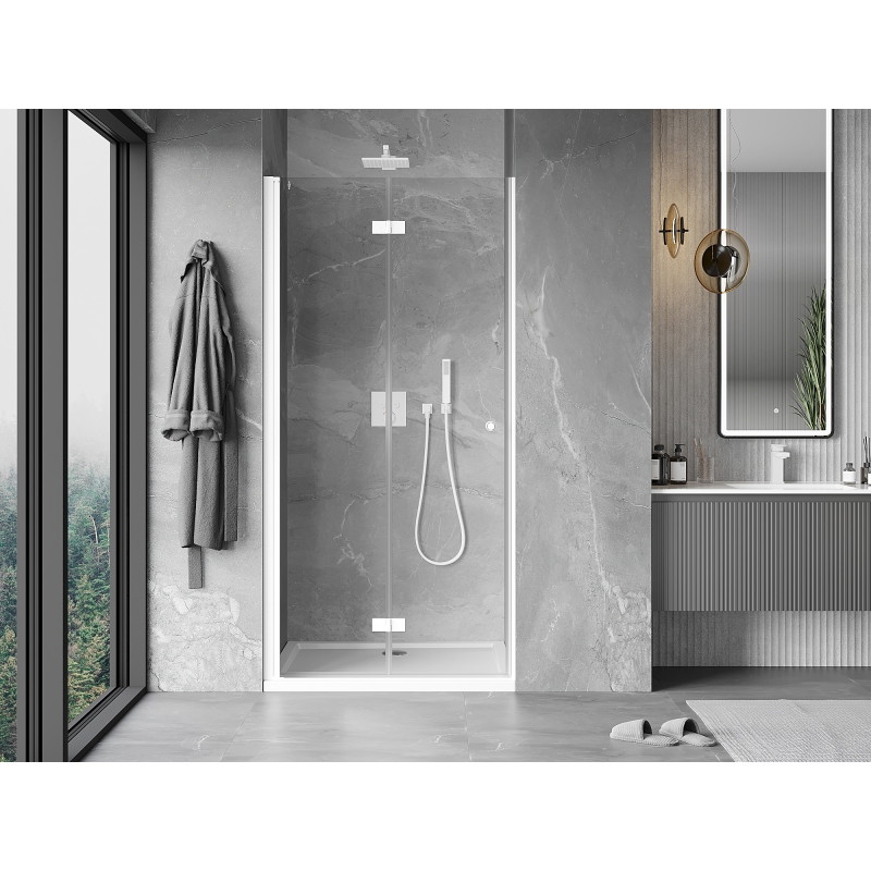 Mexen Mist-F faltbare Duschabtrennung links 85 cm, transparent, weiß - 8A6-085-000-20-00-L