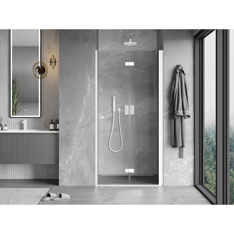 Mexen Mist-F Faltbare Duschkabinentür rechts 75 cm, transparent, weiß - 8A6-075-000-20-00-P