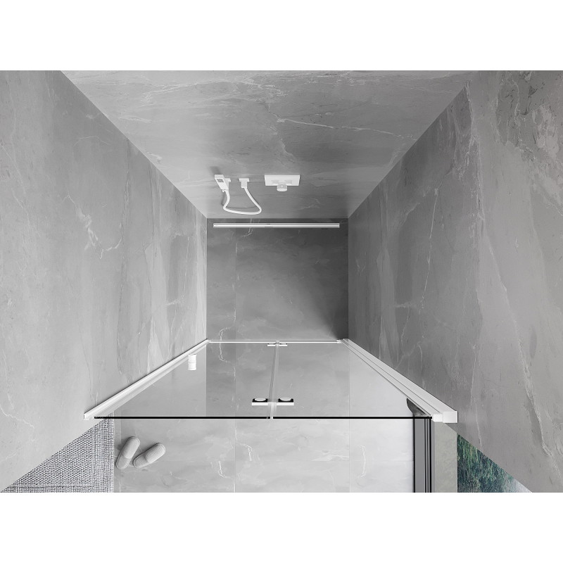 Mexen Mist-F Faltbare Duschkabinentür rechts 75 cm, transparent, weiß - 8A6-075-000-20-00-P