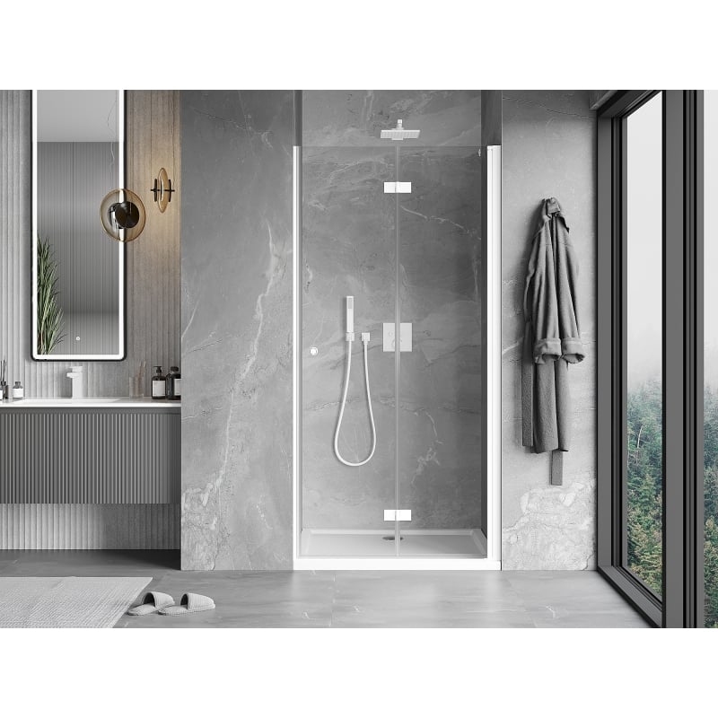 Mexen Mist-F faltbare Duschabtrennung rechts 110 cm, transparent, weiß - 8A6-110-000-20-00-P