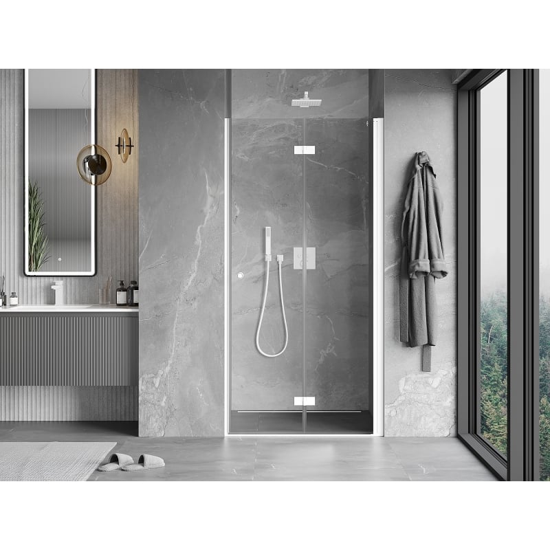 Mexen Mist-F faltbare Duschabtrennung rechts 110 cm, transparent, weiß - 8A6-110-000-20-00-P