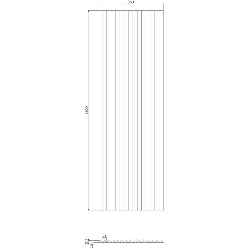 Mexen Ovalo 01 flexible geriffelte Wandlatten 280 x 36 cm, technisches Furnier, Eiche Mocca - S130-280-01-045