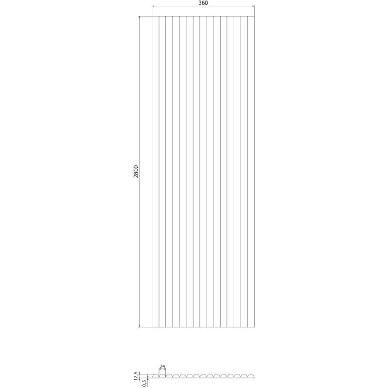 Mexen Ovalo 02 elastische geriffelte Wandpaneele 280 x 36 cm, technisches Furnier, Eiche Classic - S130-280-02-041
