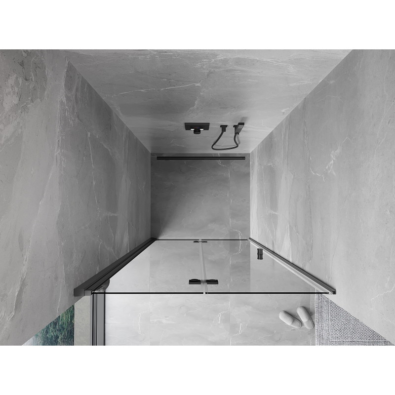 Mexen Mist-F faltbare Duschabtrennung links 110 cm, transparent, Gun Metal - 8A6-110-000-95-00-L