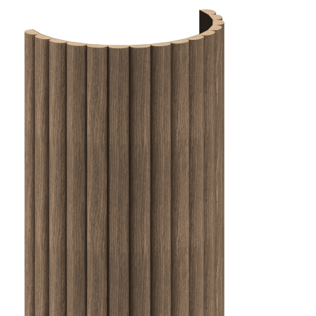 Mexen Ovalo 03 elastische geriffelte Wandpaneele 280 x 36 cm, technisches Furnier, Dunkle Walnuss - S130-280-03-044