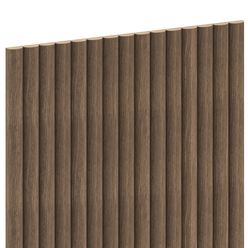 Mexen Ovalo 03 elastische geriffelte Wandpaneele 280 x 36 cm, technisches Furnier, Dunkle Walnuss - S130-280-03-044