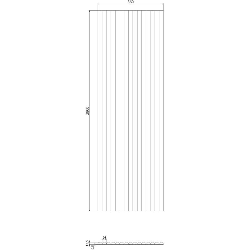 Mexen Ovalo 03 elastische geriffelte Wandpaneele 280 x 36 cm, technisches Furnier, Dunkle Walnuss - S130-280-03-044