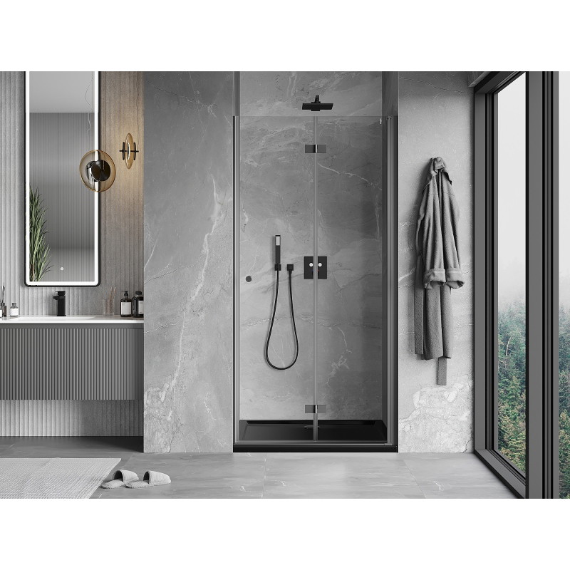 Mexen Mist-F faltbare Duschkabinentür rechts 80 cm, transparent, Gun Metal - 8A6-080-000-95-00-P
