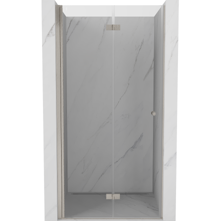Mexen Mist-F faltbare Duschwand links 85 cm, transparent, gebürstetes Nickel - 8A6-085-000-97-00-L