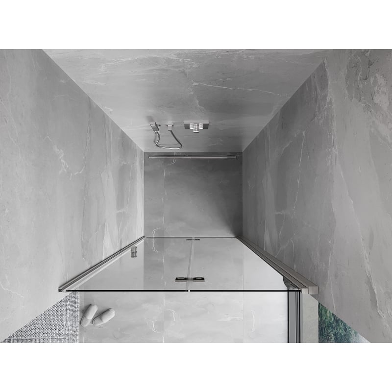 Mexen Mist-F Faltbare Duschabtrennung rechts 90 cm, transparent, gebürstetes Nickel - 8A6-090-000-97-00-P