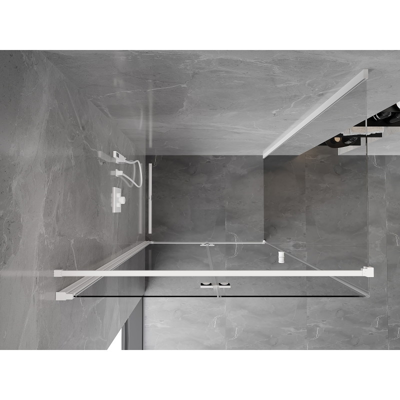 Mexen Mist-F faltbare Duschkabine links 100 x 70 cm, transparent, weiß - 8A6T-100-070-20-00-L