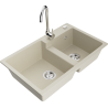 Mexen Tomas Granitspüle 2-becken mit Küchenarmatur Telma, beige - 6516-69-670200-00