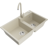 Mexen Tomas Granitspüle 2-Kammer mit Küchenarmatur Telma, beige - 6516-69-670200-69