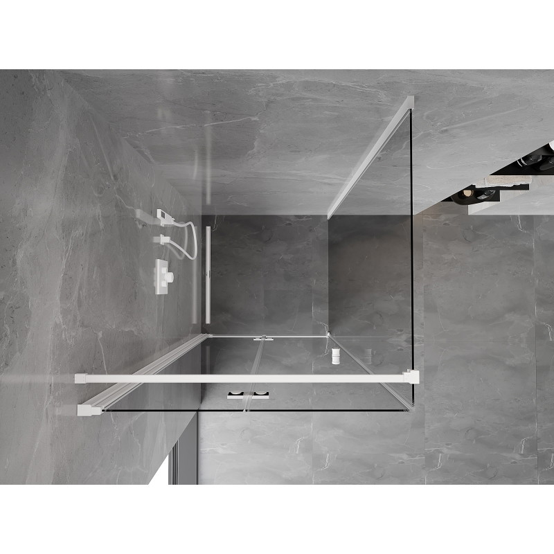 Mexen Mist-F faltbare Duschkabine links 80 x 80 cm, transparent, weiß - 8A6T-080-080-20-00-L