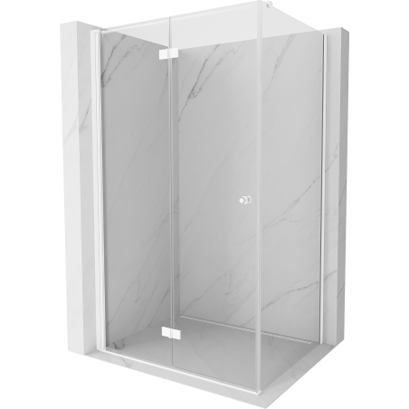Mexen Mist-F faltbare Duschkabine links 115 x 80 cm, transparent, weiß - 8A6T-115-080-20-00-L