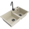 Mexen Tomas Granitspüle 2-Kammer mit Küchenarmatur Telma, beige - 6516-69-670200-70