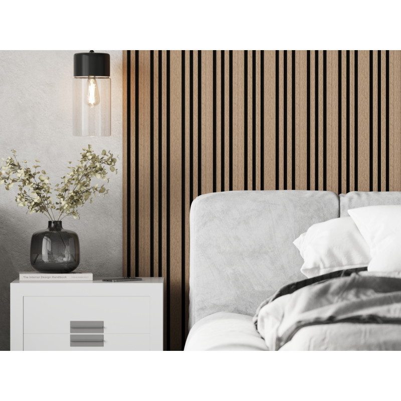 Mexen Lam-F Slim 01 Akustik-Wandpaneele 280 x 36,5 cm, Filz 9 mm, Technisches Furnier, Helle Walnuss - S107-280-01-047