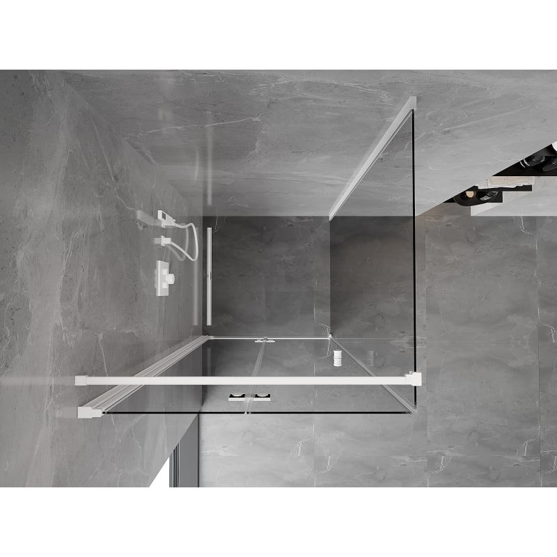 Mexen Mist-F faltbare Duschkabine links 90 x 90 cm, transparent, weiß - 8A6T-090-090-20-00-L