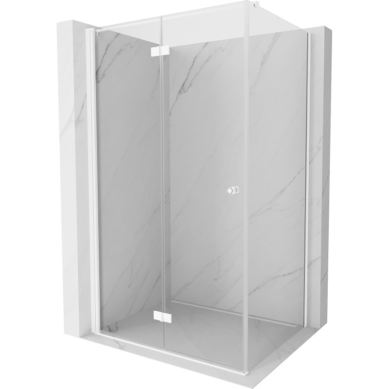 Mexen Mist-F faltbare Duschkabine links 80 x 95 cm, transparent, weiß - 8A6T-080-095-20-00-L