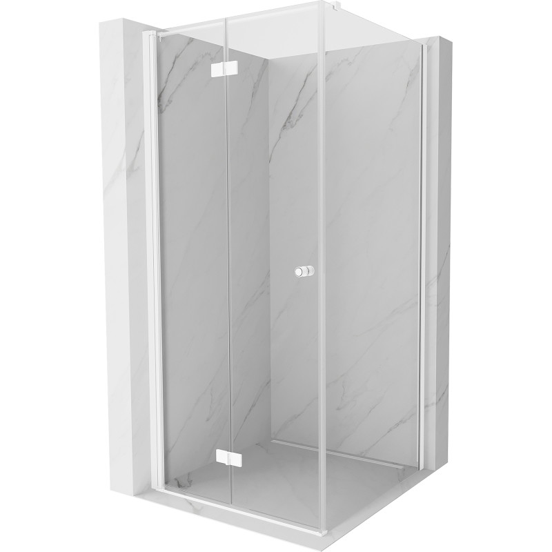 Mexen Mist-F faltbare Duschkabine links 100 x 100 cm, transparent, weiß - 8A6T-100-100-20-00-L