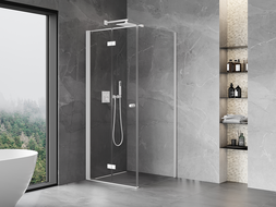 Mexen Mist-F faltbare Duschkabine links 120 x 120 cm, transparent, weiß - 8A6T-120-120-20-00-L