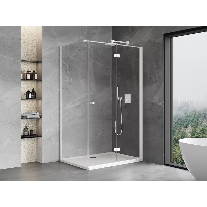 Mexen Mist-F faltbare Duschkabine rechts 95 x 70 cm, transparent, weiß - 8A6T-095-070-20-00-P
