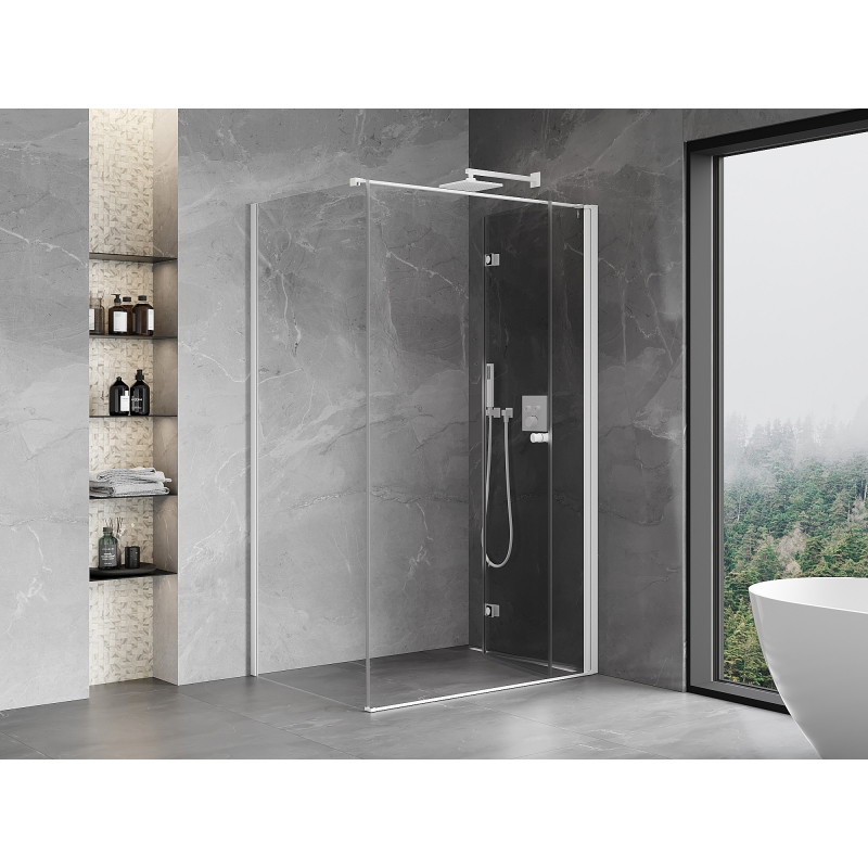 Mexen Mist-F faltbare Duschkabine rechts 100 x 70 cm, transparent, weiß - 8A6T-100-070-20-00-P