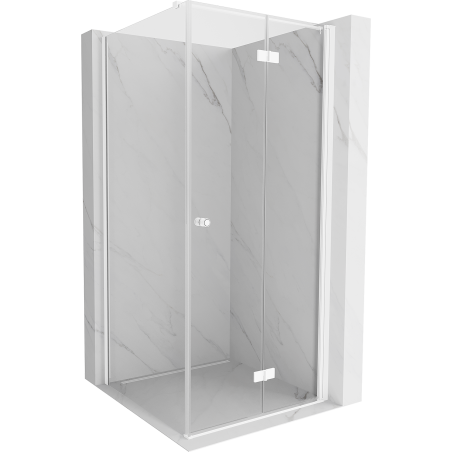 Mexen Mist-F faltbare Duschkabine rechts 80 x 80 cm, transparent, weiß - 8A6T-080-080-20-00-P