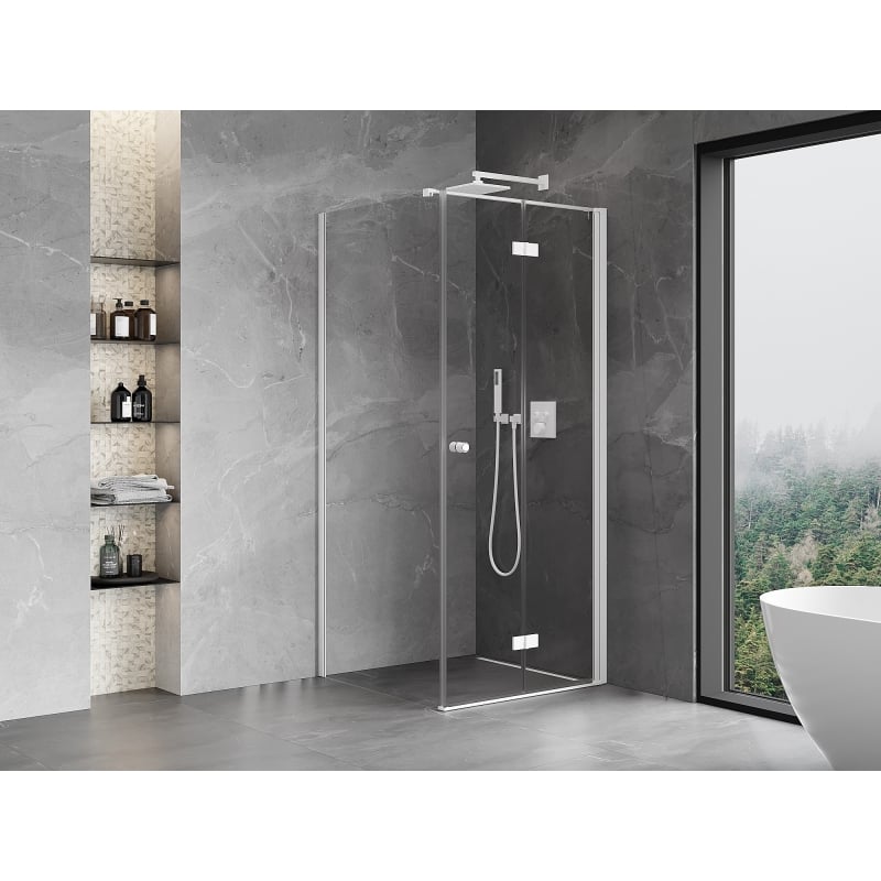 Mexen Mist-F faltbare Duschkabine rechts 90 x 90 cm, transparent, weiß - 8A6T-090-090-20-00-P